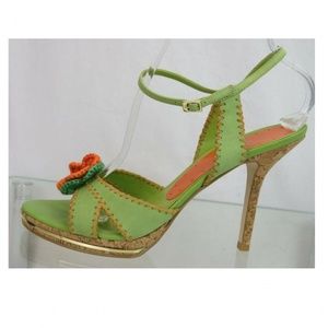 BCBGirls sandals crochet & cork details size 8